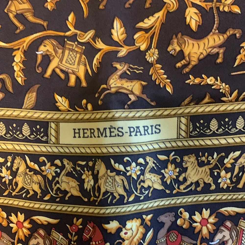 Hermes silk scarf chasse en inde